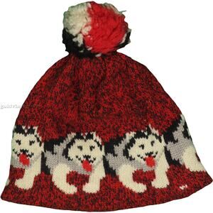 Vintage L.L. Bean Husky Beanie Knit Winter Cap Pom Pom